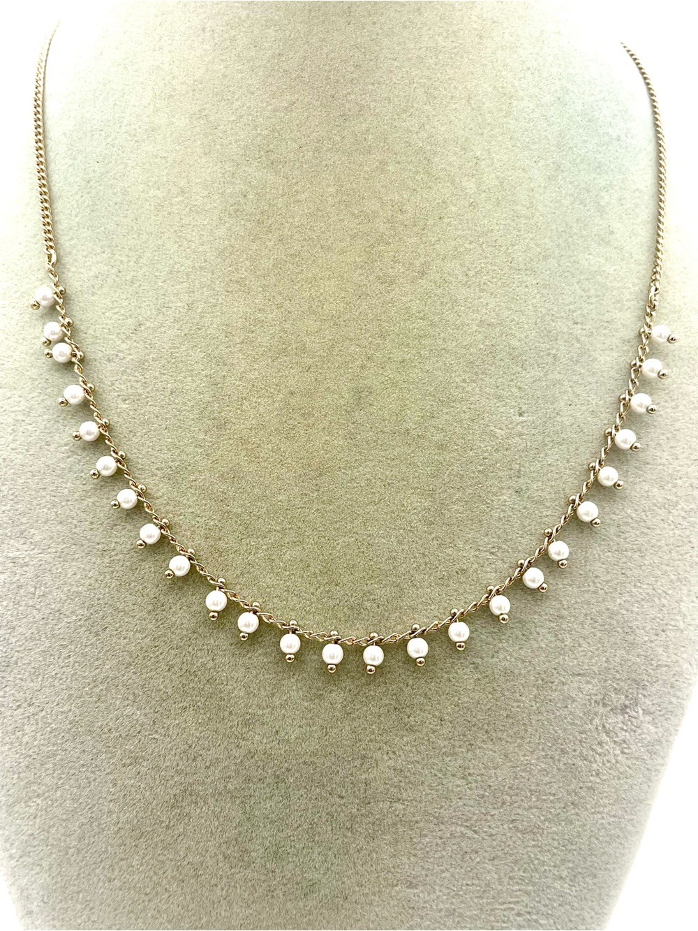 Gold Tone Dangling Pearl Drop Necklace - Women Jewelry. 17 inch/3 inch Extender